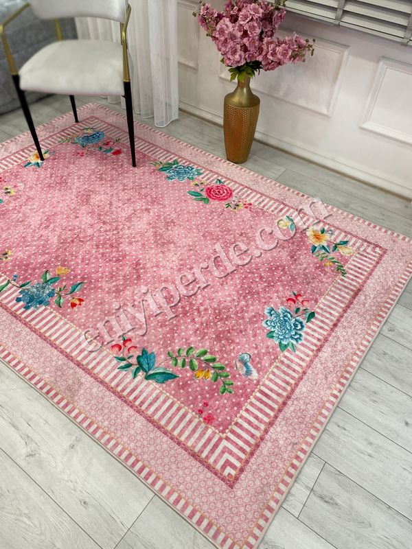 (pembe) Pembe Renkli Zemin Gül Desenli Kaydırmaz Halı Fiyatları, Özellikleri ve Yorumları - 2