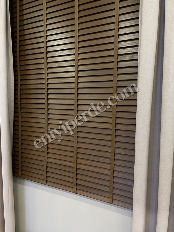 (kahverengi) Kahverengi %100 Orijinal Ahşap Jaluzi Perde 50 Mm Ofis Modern Ve Tüm Mekanlar Için Fiyatları, Özellikleri ve Yorumları - 4