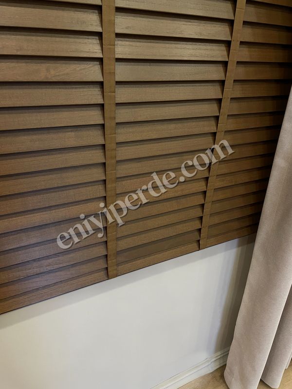 (kahverengi) Kahverengi %100 Orijinal Ahşap Jaluzi Perde 50 Mm Ofis Modern Ve Tüm Mekanlar Için Fiyatları, Özellikleri ve Yorumları - 5