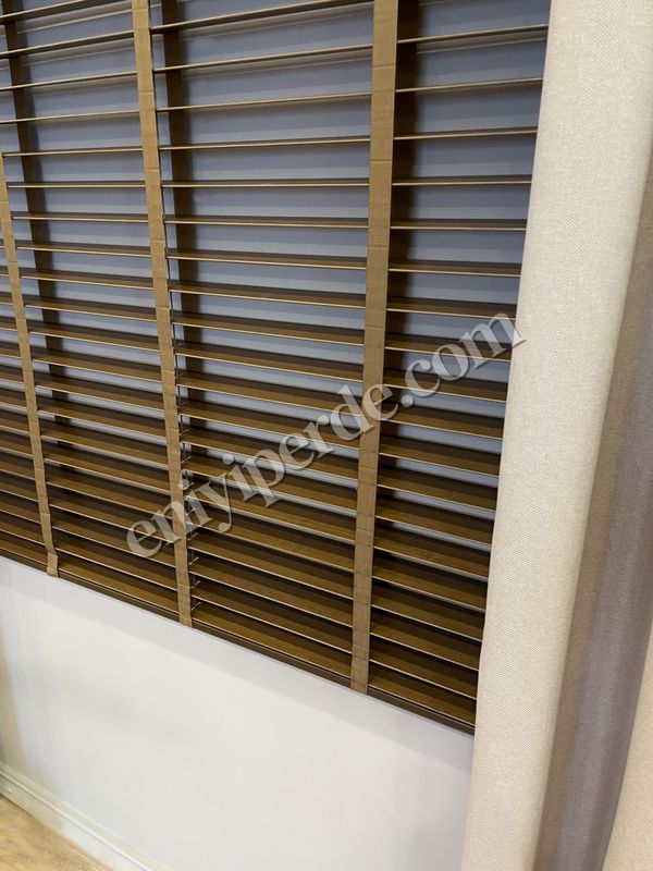 (kahverengi) Kahverengi %100 Orijinal Ahşap Jaluzi Perde 50 Mm Ofis Modern Ve Tüm Mekanlar Için Fiyatları, Özellikleri ve Yorumları - 6