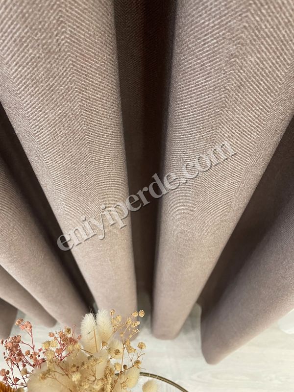 (kahverengi) Kırçıllı Sütlü Kahverengi Keten Görünümlü 1/3 SIK Pile Fon Perde Fiyatları, Özellikleri ve Yorumları - 6