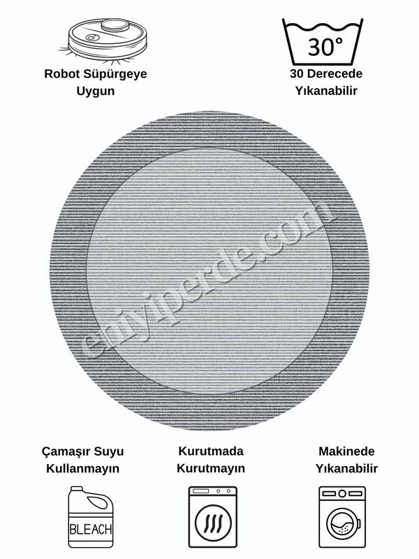 (gri) GRİ Renk Kaymaz Taban Yuvarlak Halı Fiyatları, Özellikleri ve Yorumları - 7