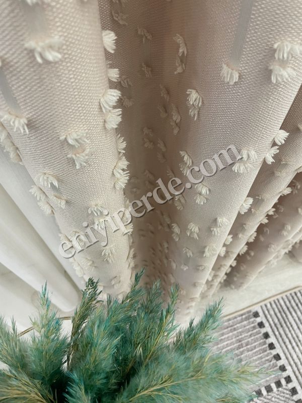 (bej) Bej Rengi Ponponlu Pufy Fon Perde 1/3 SIK Pile Fiyatları, Özellikleri ve Yorumları - 1