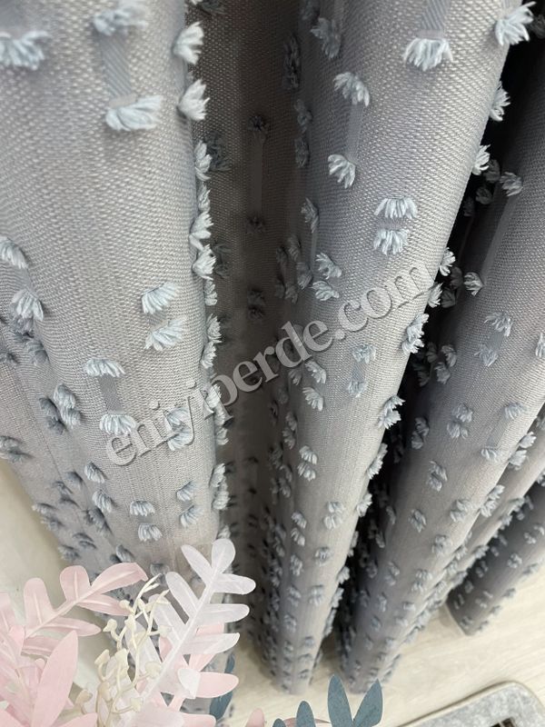 (acik-gri) Açık Gri Renk Ponponlu Pufy Fon Perde 1/3 SIK Pile Fiyatları, Özellikleri ve Yorumları - 4