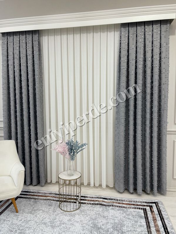 (acik-gri) Açık Gri Renk Ponponlu Pufy Fon Perde 1/3 SIK Pile Fiyatları, Özellikleri ve Yorumları - 7