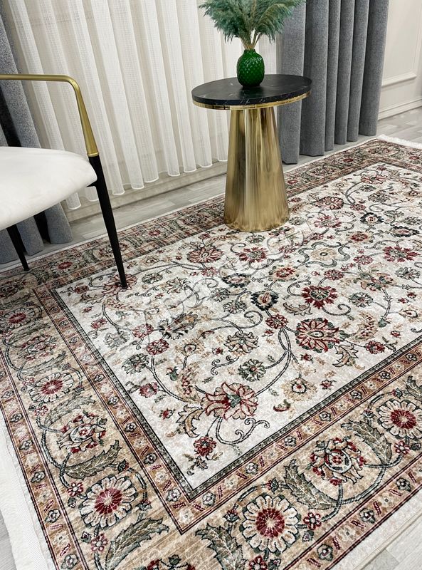 (bej) Kilim Motifli SAÇAKLI Klasik Kaymaz Taban Halı Fiyatları, Özellikleri ve Yorumları - 2