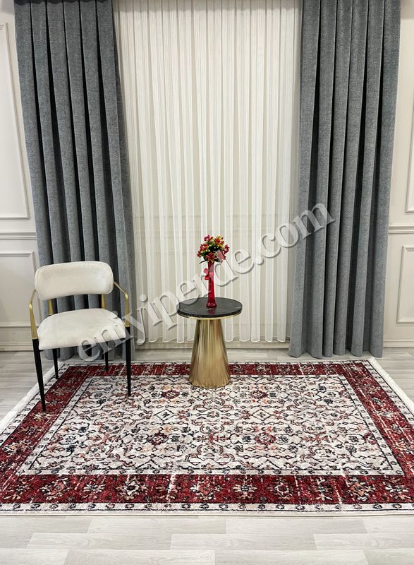 (bej) Kilim Motifli SAÇAKLI Klasik Kaymaz Taban Halı Fiyatları, Özellikleri ve Yorumları - 3