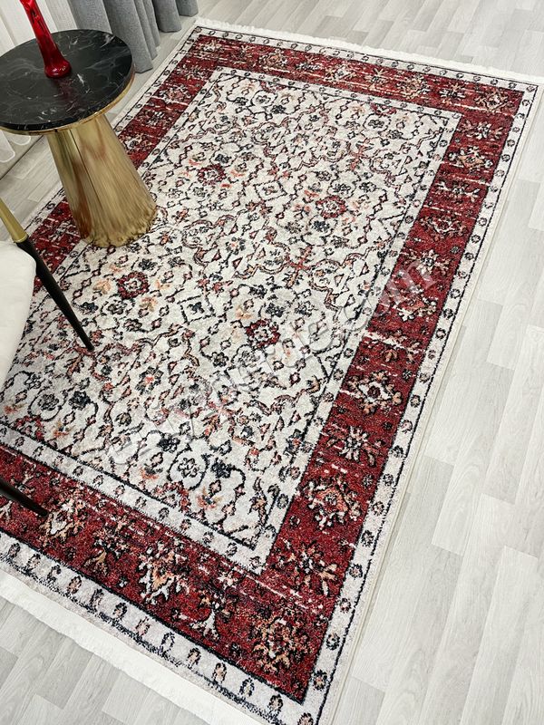 (bej) Kilim Motifli SAÇAKLI Klasik Kaymaz Taban Halı Fiyatları, Özellikleri ve Yorumları - 5