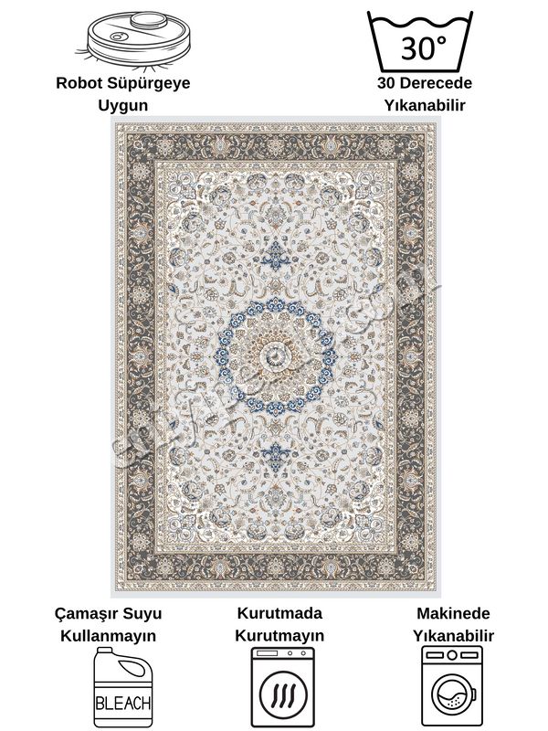 (gri) GRİ Geleneksel Motirfli SAÇAKLI Klasik Kaymaz Taban Halı Fiyatları, Özellikleri ve Yorumları - 8