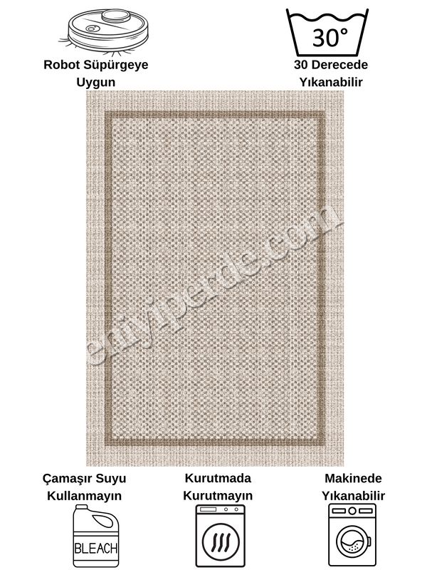 (kahverengi) VİZON-KAHVE Jüt Sisal Görünüm Bordürlü Kaymaz Taban Yolluk Mutfak Halı Fiyatları, Özellikleri ve Yorumları - 8