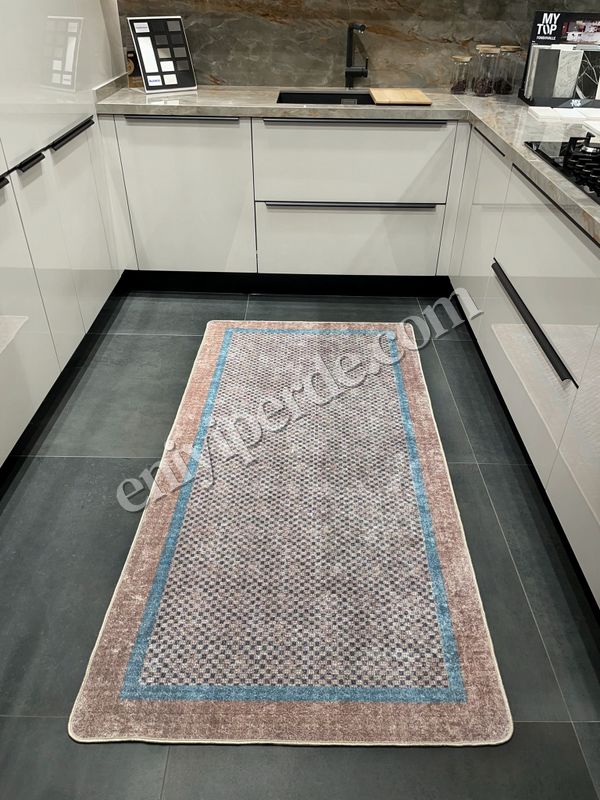 (acik-kahverengi) KAHVE-MAVİ Jüt Sisal Görünüm Bordürlü Kaymaz Taban Yolluk Mutfak Halı Fiyatları, Özellikleri ve Yorumları - 5