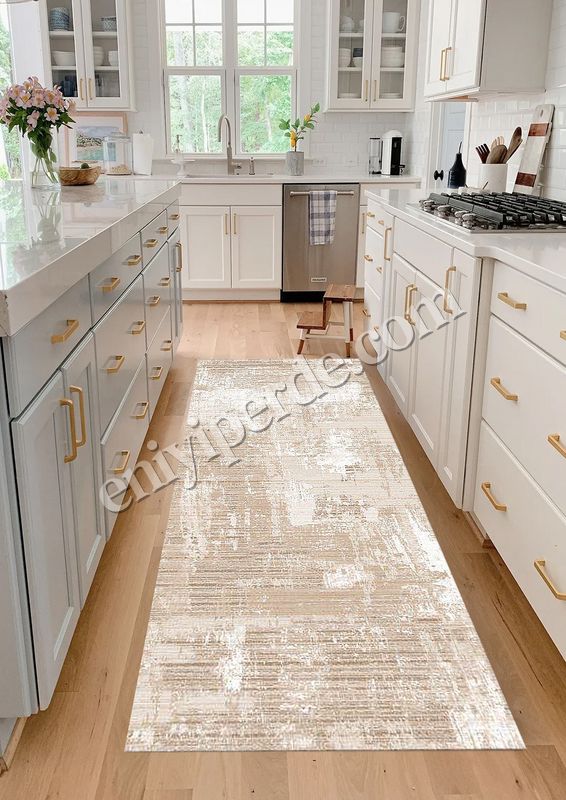 (bej) Yüksek Kalite - Kaymaz Taban Saçaklı Koridor Mutfak Salon Kesme Yolluk Halı Fiyatları, Özellikleri ve Yorumları - 1