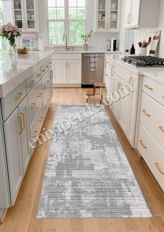 (gri) Yüksek Kalite - Kaymaz Taban Saçaklı Koridor Mutfak Salon Kesme Yolluk Halı Fiyatları, Özellikleri ve Yorumları - 1