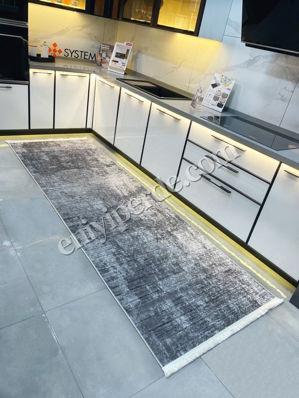 (gri) Yüksek Kalite - Kaymaz Taban Saçaklı Koridor Mutfak Salon Kesme Yolluk Halı Fiyatları, Özellikleri ve Yorumları - 3