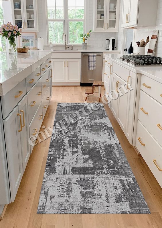 (antrasit) Yüksek Kalite - Kaymaz Taban Saçaklı Koridor Mutfak Salon Kesme Yolluk Halı Fiyatları, Özellikleri ve Yorumları - 1