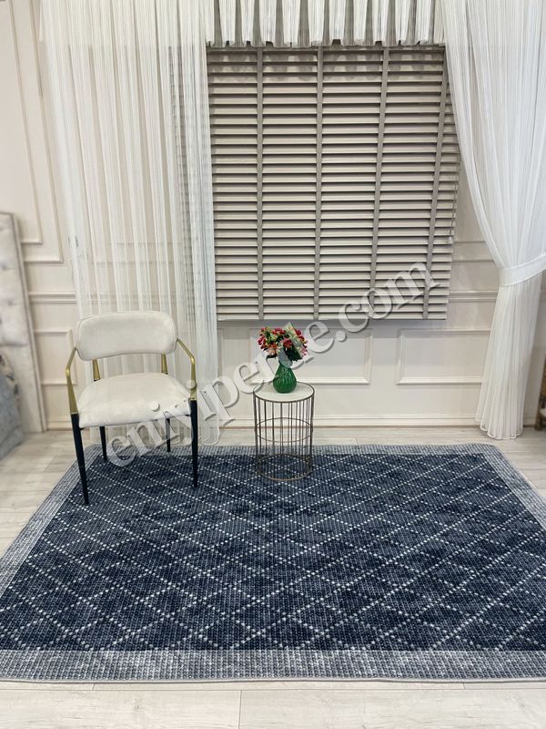 (lacivert) LACİVERT-GRİ Jüt  Sisal Görünüm Bordürlü Kaymaz Taban Yolluk Halı Fiyatları, Özellikleri ve Yorumları - 1