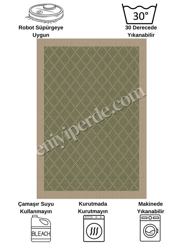 (yesil) YEŞİL-KAHVERENGİ  Jüt  Sisal Görünüm Bordürlü Kaymaz Taban Yolluk Halı Fiyatları, Özellikleri ve Yorumları - 7