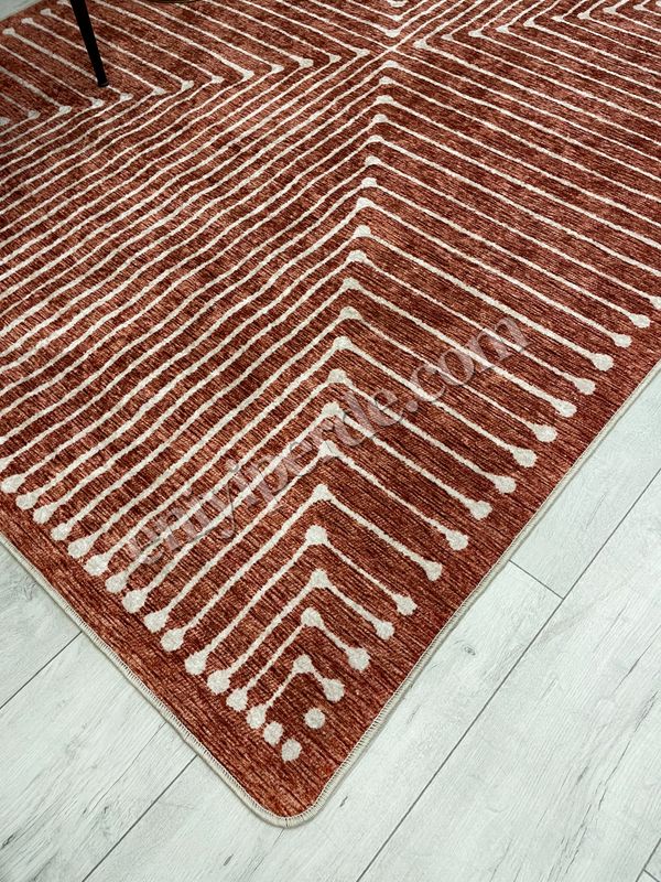 (turuncu) Kiremit Renk Şönil Görünümlü Tasarım Yolluk Halı Mutfak Halısı Fiyatları, Özellikleri ve Yorumları - 2