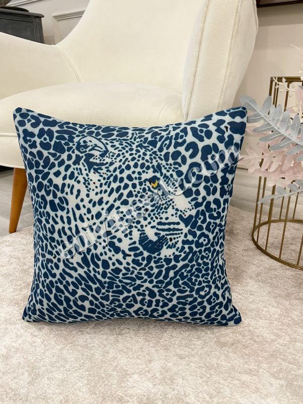 (mavi) Mavi Renk Aslan Desenli Dokuma Kumaş Kırlent Kılıfı 45x45 Fiyatları, Özellikleri ve Yorumları - 3