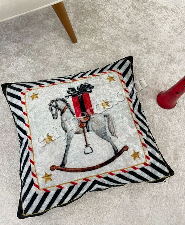 (gri) Açık Gri Renk At Desenli Kırlent Kılıfı 45x45 Fiyatları, Özellikleri ve Yorumları - 2
