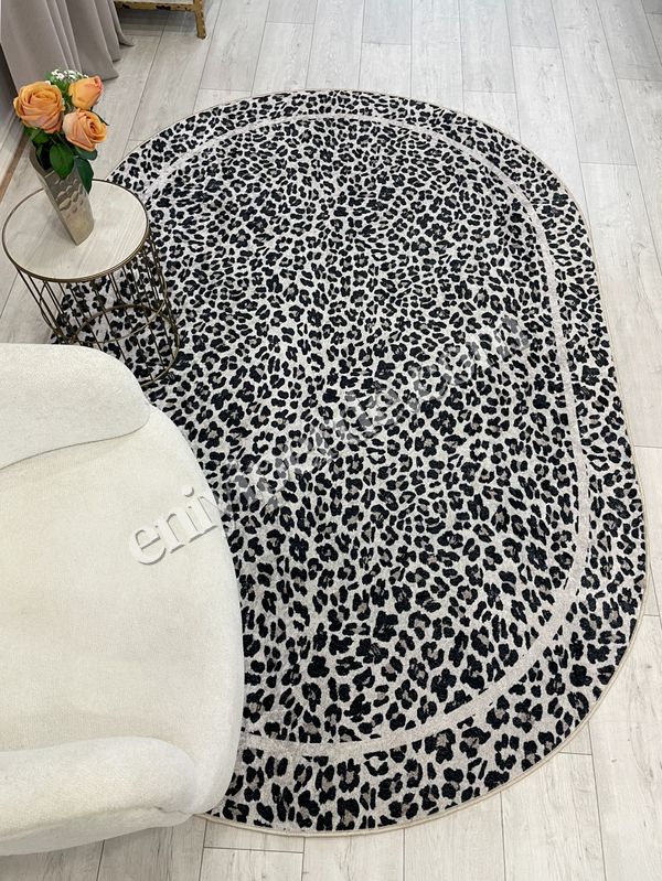 (bej-oval) Leopar Desenli Oval Lateks Deri Halı Fiyatları, Özellikleri ve Yorumları - 4