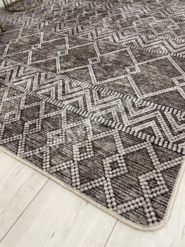 (kahverengi) Kahverengi İskandinav Tarzı Kilim Desenli Yolluk Lateks Halı Fiyatları, Özellikleri ve Yorumları - 4