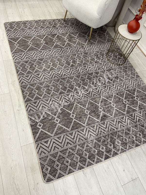 (kahverengi) Kahverengi İskandinav Tarzı Kilim Desenli Yolluk Lateks Halı Fiyatları, Özellikleri ve Yorumları - 5