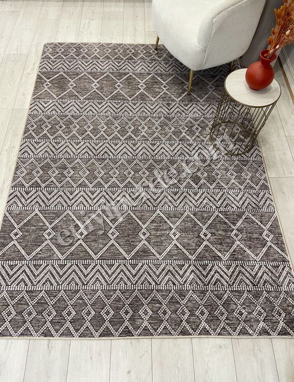 (kahverengi) Kahverengi İskandinav Tarzı Kilim Desenli Yolluk Lateks Halı Fiyatları, Özellikleri ve Yorumları - 6