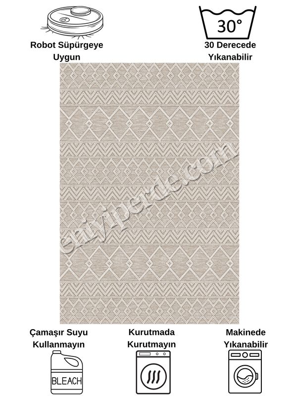 (bej) Bej Renk İskandinav Tarzı Kilim Desenli Yolluk Lateks Halı Fiyatları, Özellikleri ve Yorumları - 6