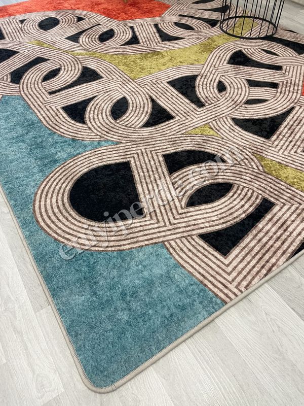 (cok-renkli) Çengel Modern Desen Lateks Taban Halı Fiyatları, Özellikleri ve Yorumları - 2