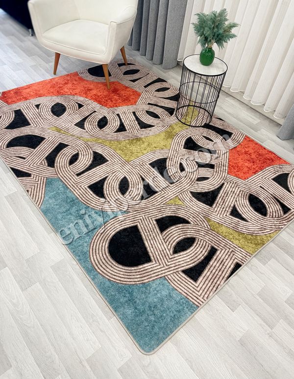 (cok-renkli) Çengel Modern Desen Lateks Taban Halı Fiyatları, Özellikleri ve Yorumları - 4