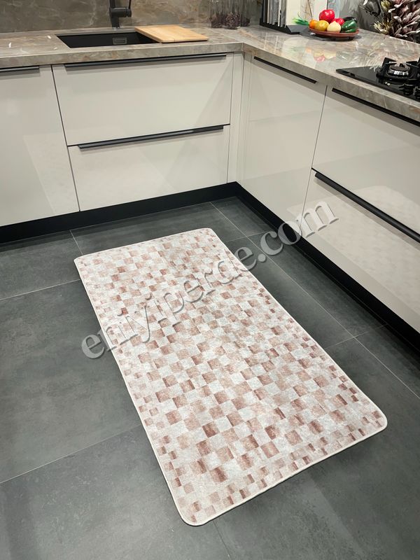 (bej) Bej Renk Mackenzie Stili Damalı Lateks Taban Yolluk Halı Fiyatları, Özellikleri ve Yorumları - 2