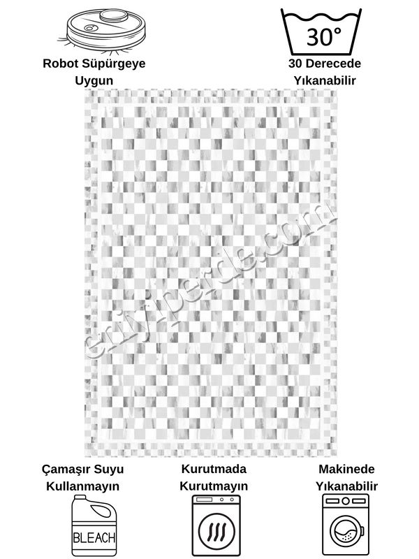 (gri) Gri Renk Mackenzie Stili Damalı Lateks Taban Yolluk Halı Fiyatları, Özellikleri ve Yorumları - 5