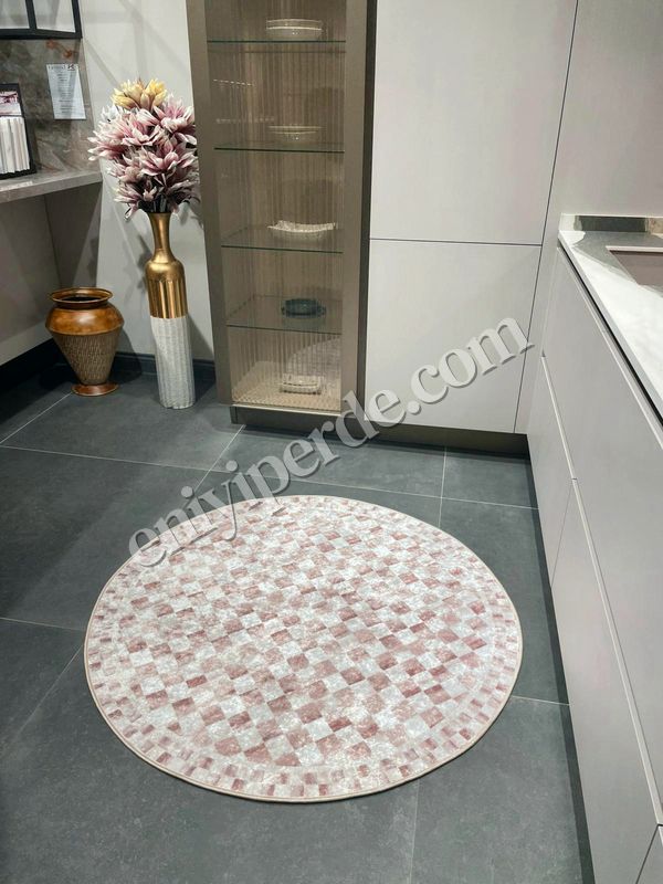 (bej-oval) Bej Renk Mackenzie Stili Damalı Lateks Taban Mutfak Halı Fiyatları, Özellikleri ve Yorumları - 4