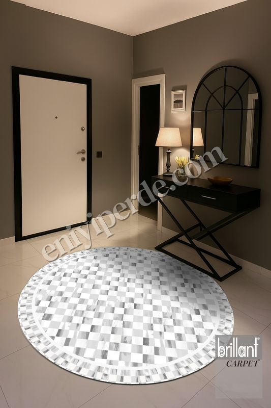 (griyuvarlak) Gri Renk Mackenzie Stili Damalı Lateks Taban Mutfak Halı Fiyatları, Özellikleri ve Yorumları - 2