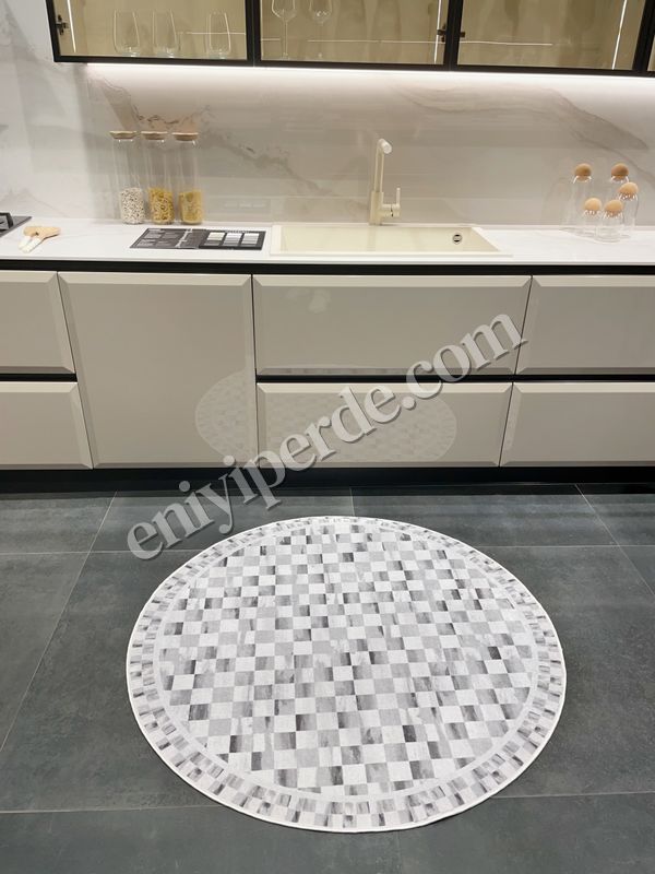 (griyuvarlak) Gri Renk Mackenzie Stili Damalı Lateks Taban Mutfak Halı Fiyatları, Özellikleri ve Yorumları - 3