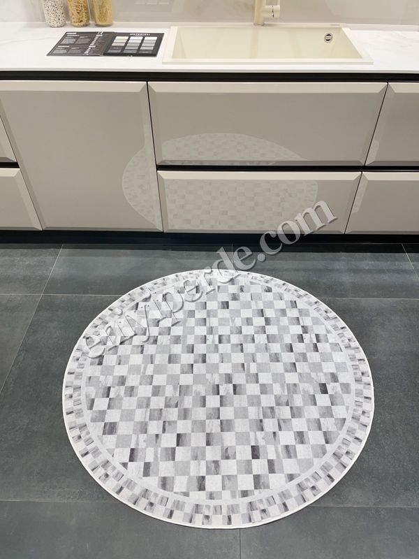 (griyuvarlak) Gri Renk Mackenzie Stili Damalı Lateks Taban Mutfak Halı Fiyatları, Özellikleri ve Yorumları - 4