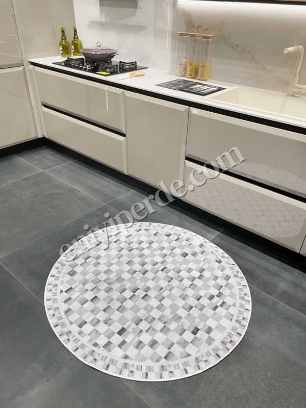 (griyuvarlak) Gri Renk Mackenzie Stili Damalı Lateks Taban Mutfak Halı Fiyatları, Özellikleri ve Yorumları - 6