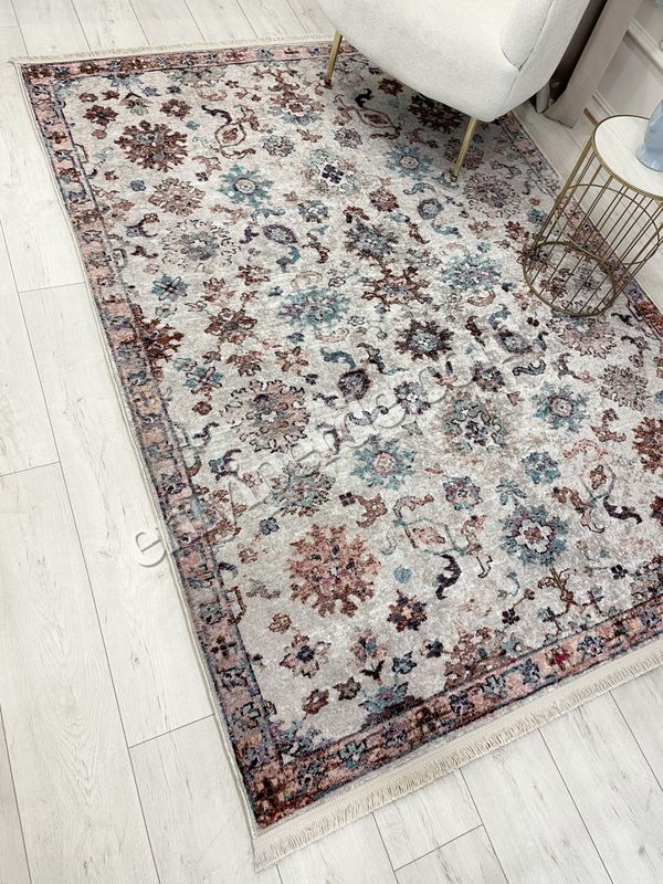 (bej) BEJ Renk Geleneksel Motifli SAÇAKLI Klasik Kaymaz Taban Halı Fiyatları, Özellikleri ve Yorumları - 4