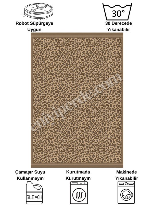 (kahve-koseli) Leopar Desenli Lateks Deri Taban Halı Fiyatları, Özellikleri ve Yorumları - 6