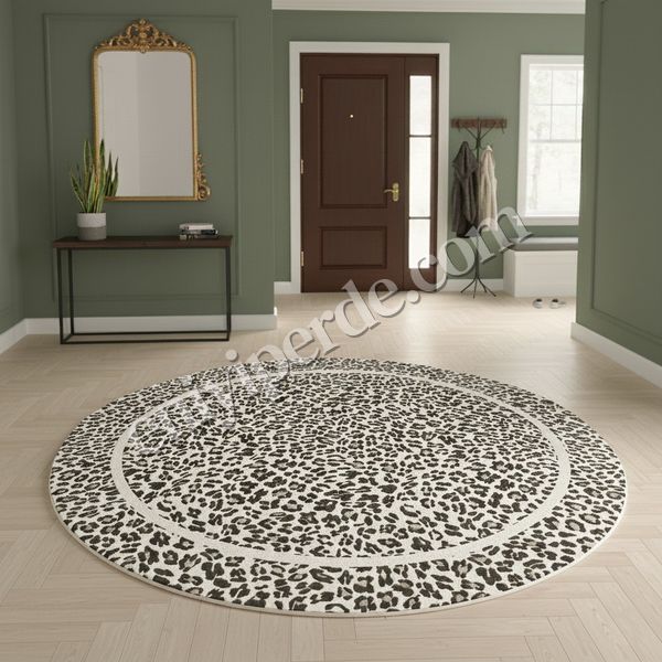 (bej) Leopar Desenli Yuvarlak Lateks Deri Halı Fiyatları, Özellikleri ve Yorumları - 2