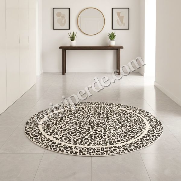 (bej) Leopar Desenli Yuvarlak Lateks Deri Halı Fiyatları, Özellikleri ve Yorumları - 3