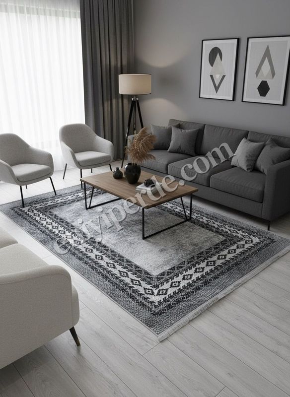 (gri) GRİ- Jüt Sisal Görünümlü Lateks Taban Halı Fiyatları, Özellikleri ve Yorumları - 1