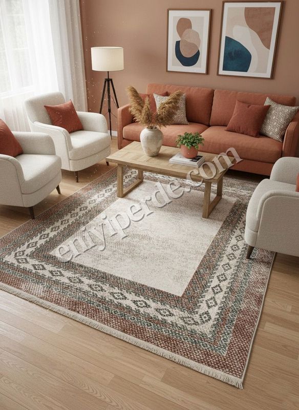 (kiremit) BEJ-KİREMİT Jüt Sisal Görünümlü Lateks Taban Halı Fiyatları, Özellikleri ve Yorumları - 1