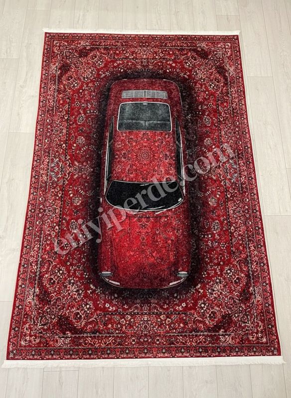 (kirmizi) Vintage Araba Desenli Lateks Taban Halı Fiyatları, Özellikleri ve Yorumları - 3