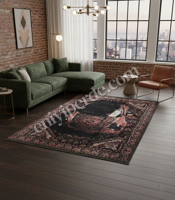 (kirmizi) Vintage Araba Desenli Lateks Taban Halı Fiyatları, Özellikleri ve Yorumları - 2