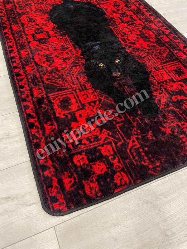 (siyah) Panter Desenli Kırmızı Dekoratif Lateks Halı Fiyatları, Özellikleri ve Yorumları - 2