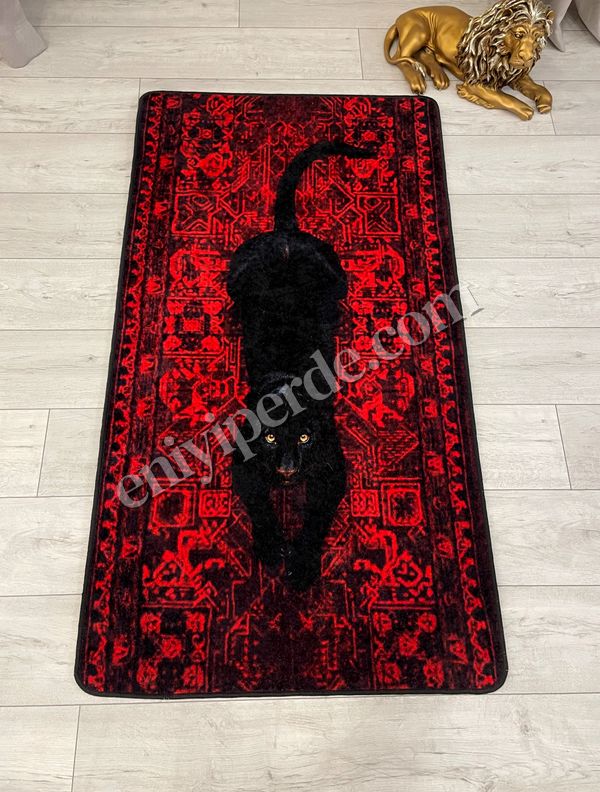 (siyah) Panter Desenli Kırmızı Dekoratif Lateks Halı Fiyatları, Özellikleri ve Yorumları - 3