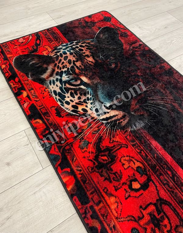 (kirmizi) Çita Desenli Kırmızı Dekoratif Lateks Halı Fiyatları, Özellikleri ve Yorumları - 2