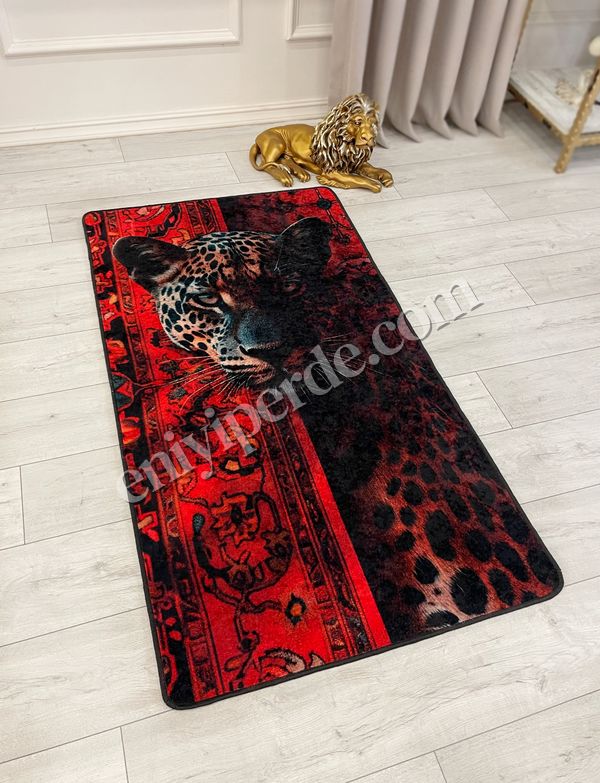 (kirmizi) Çita Desenli Kırmızı Dekoratif Lateks Halı Fiyatları, Özellikleri ve Yorumları - 3